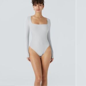 Women's Gray Long Sleeve Bodysuit